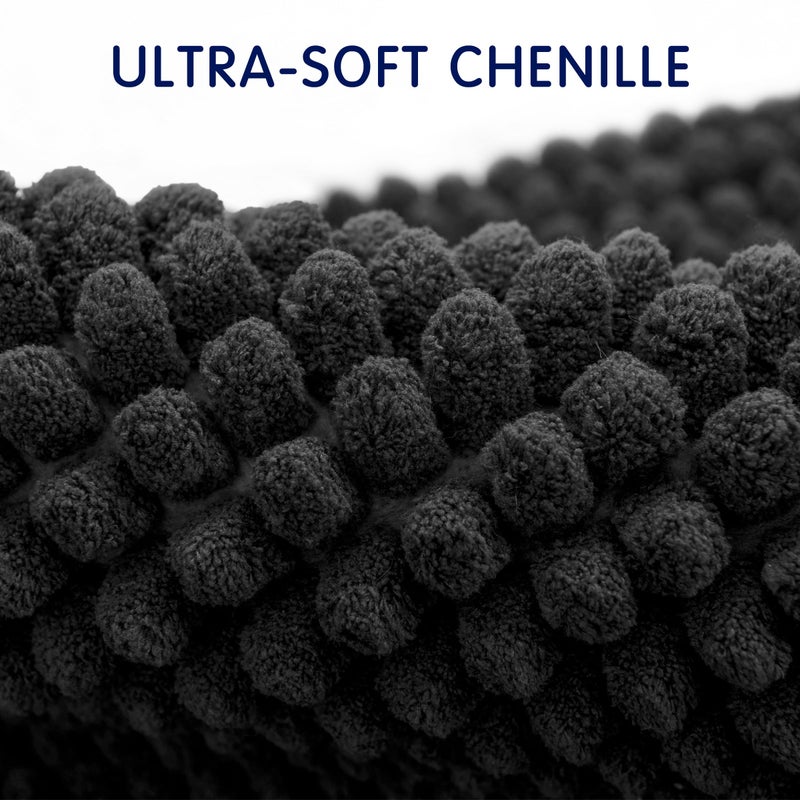 SUBRTEX Bathroom Rugs, 24" x 60" Chenille Bath Rug Soft Short Plush Bath Mat Soft Shower Mat Water Absorbent Shower Mat Quick Dry Machine Washable, Black - Image 3